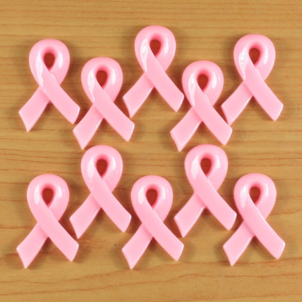 10/50/100pcs Pink Ribbon Breast Cancer Awareness Resin Cabochons Flatback Flat Back Hair Bow Center Deco Frame Crafts DIY