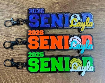 Set Personalized Custom Senior Keychains Basketball Volleyball Soccer Football Dance Graduation Grad Class Name 3D Printed Team Tag Gift
