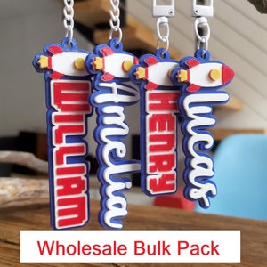 Pack de 5 pcs personnalisé personnalisé fusée spatiale navette porte-clés porte-clés nom sac à dos imprimé 3D enfants garçons filles fête d'anniversaire cadeau