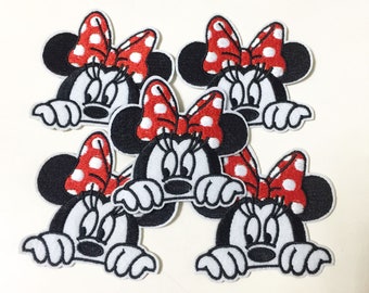 MINNIE MOUSE PLUSH RED BOW DISNEY  Embroidered Sew On Cloth Patch Badge APPLIQUE 