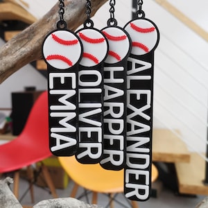 5/10/20 personnalisé personnalisé baseball collège lycée porte-clés nom sac à dos étiquette de sac imprimé 3D match jour sport équipe entraîneur cadeau