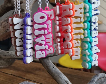 10pcs Groovy Retro Customized Personalized 3D Printed Name Keychains Backpack Tag Purse Birthday Party Wedding Pavor Anniversary Custom Logo