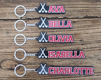Custom Field Hockey Name Keychain | 3D Printed Hockey Tag, Game Day Team Favor Gift