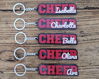 5/10/20 Personalized Customized Cheerleader Cheerleading Cheer Squad Keychain Keyring Name Backpack Tag 3D Printed Game Day Sport Team