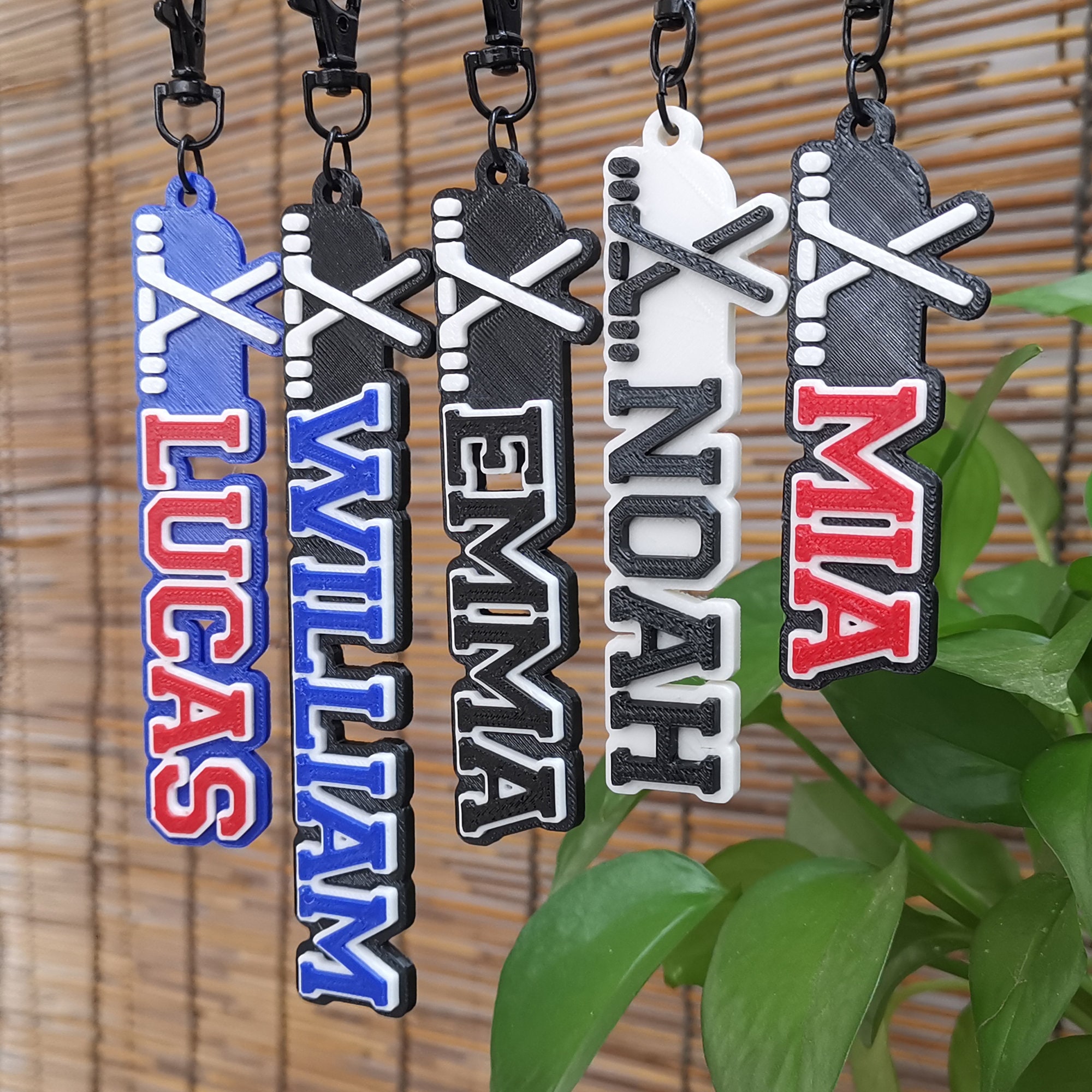 Bulk 5/10/20 Ice Hockey Sports Personalized 3D Printed Name Keychains Keyring Backpack Luggage Tag Game Day Team Birthday Party Favor Gifts