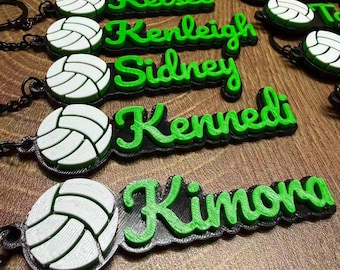 Personalized Volleyball Name Keychain: 3D Printed Team Sports Backpack Tag, Game Day Gift Party Favor