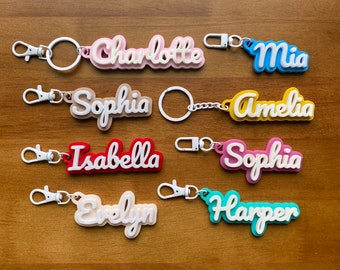 Bulk 5/10/20 Custom Personalized 3D Printed Name Keychains Keyring Backpack Bottle Lunch Box Tag Birthday Party Pavor Team Gifts Wholesale