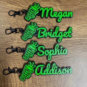 Set 5/10/20 Personalized Custom Cheer Cheerleader Cheerleading Megaphone Keychain Keyring Name Backpack Tag 3D Printed Game Day Sports Team