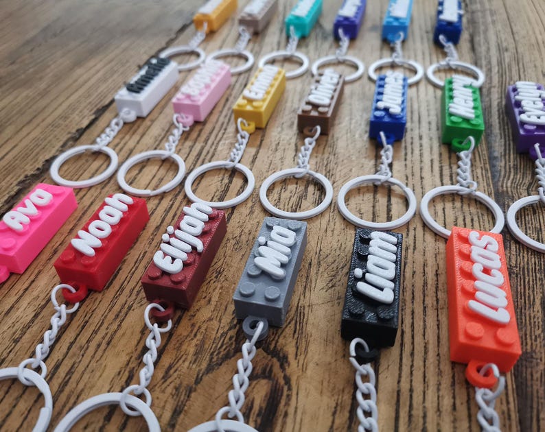 Personalized Brick Block Keychain - Bulk Custom Name Bricks for Kids ...