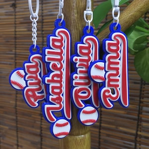 Ensemble de 5 pcs Baseball Softball Sports Personnalisé 3D Nom Imprimé Porte-clés Porte-clés Sac À Dos Étiquette De Bagage Game Day Équipe Fête D'anniversaire Faveur Cadeau