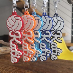Set 5/10/20 Volleyball Sports Personalized 3D Printed Name Keychains Keyring Backpack Luggage Tag Game Day Team Birthday Party Favor Gifts