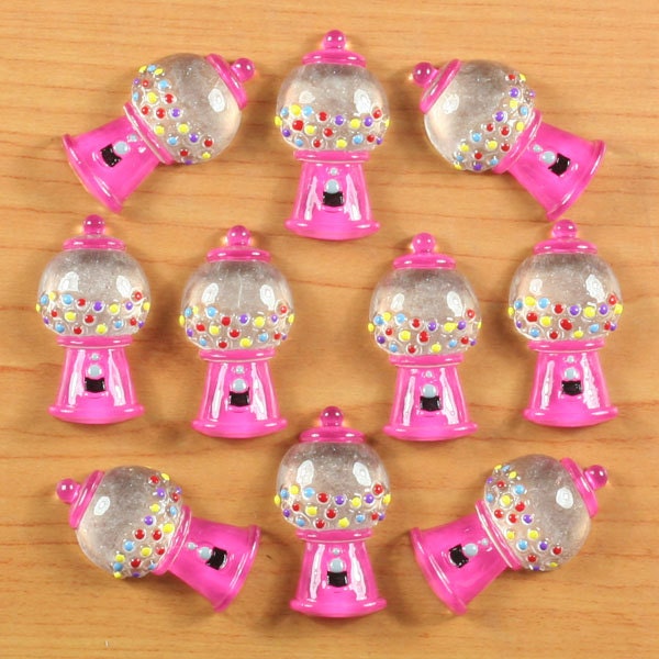 10/50/100/500 Hot Pink Bubble GUM Gumball Machine Cabochons Resin Flatbacks Scrapbooking Girl Hair Bow Center Kids Crafts Embellishments DIY