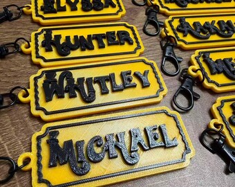 5/10/20 Customized Charlie and The Chocolate Factory Golden Ticket Name Keychains Personalized 3D Printed Tags Reading Project Bookish Gifts