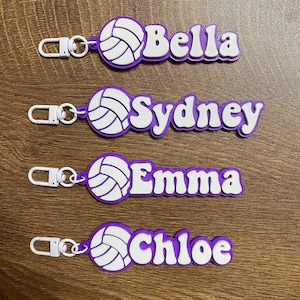 5/10/20 sport de volley-ball rétro groovy personnalisé nom imprimé 3D porte-clés porte-clés sac à dos étiquette de bagage jour de match équipe cadeaux de fête