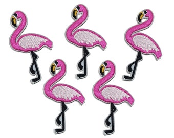 4.5x8cm 10pcs Tropical Flamingo Iron On Sew On Embroidered Patches Appliques Machine Embroidery Needlecraft Sewing KIDS Girls BOYS projects