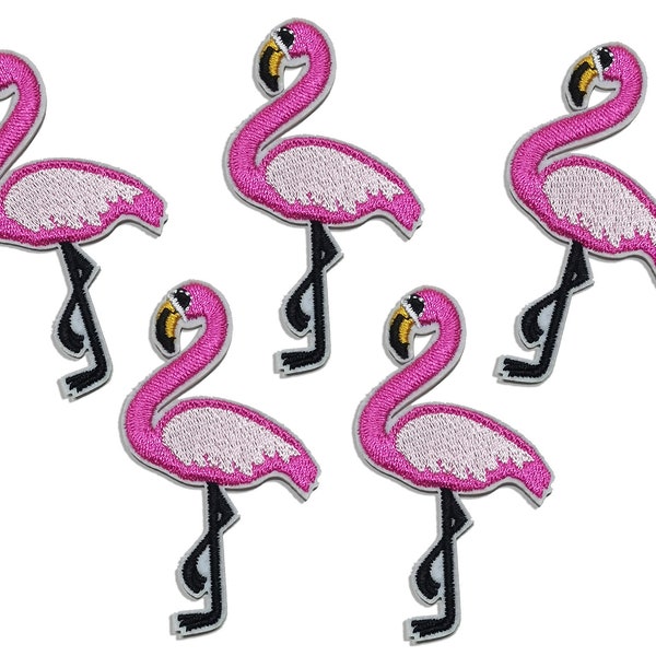 4.5x8cm 10pcs Tropical Flamingo Iron On Sew On Embroidered Patches Appliques Machine Embroidery Needlecraft Sewing KIDS Girls BOYS projects