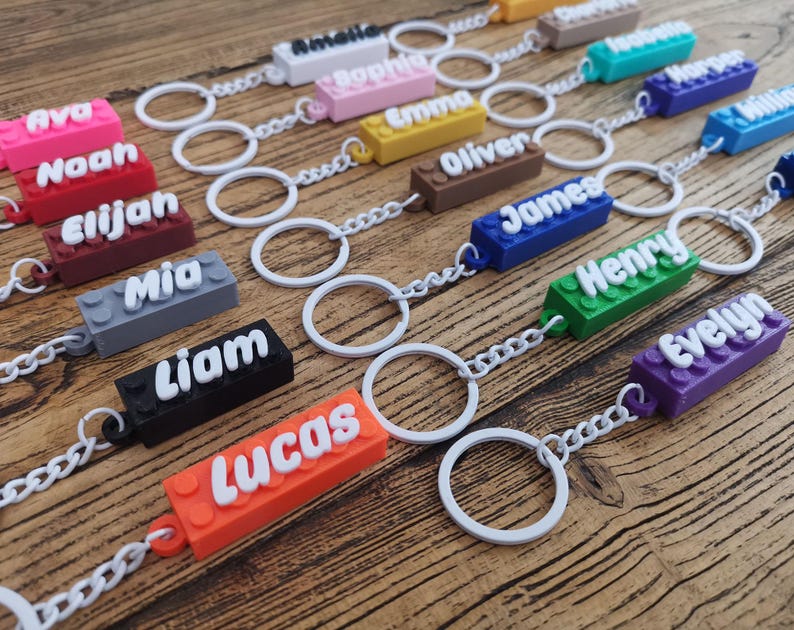 Personalized Brick Block Keychain - Bulk Custom Name Bricks for Kids ...