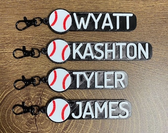 Bulk 5/10/20 High School College White Baseball Game Day Personalized 3D Printed Sport Team Name Keychains Keyring Bag Tags Party Gift