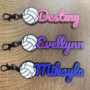 Lot de 5/10/20 sport de volley-ball personnalisé nom imprimé 3D pom-pom girl porte-clés porte-clés sac à dos étiquette match équipe fête faveur cadeaux