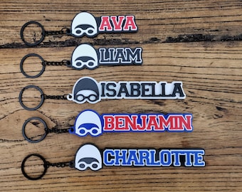 Bulk 5/10/20 Custom Personalized Swimmer Swim Club Diving Waterpolo Waterpool Keychain Name 3D Printed Backpack Bag Tag Party Favor Gift