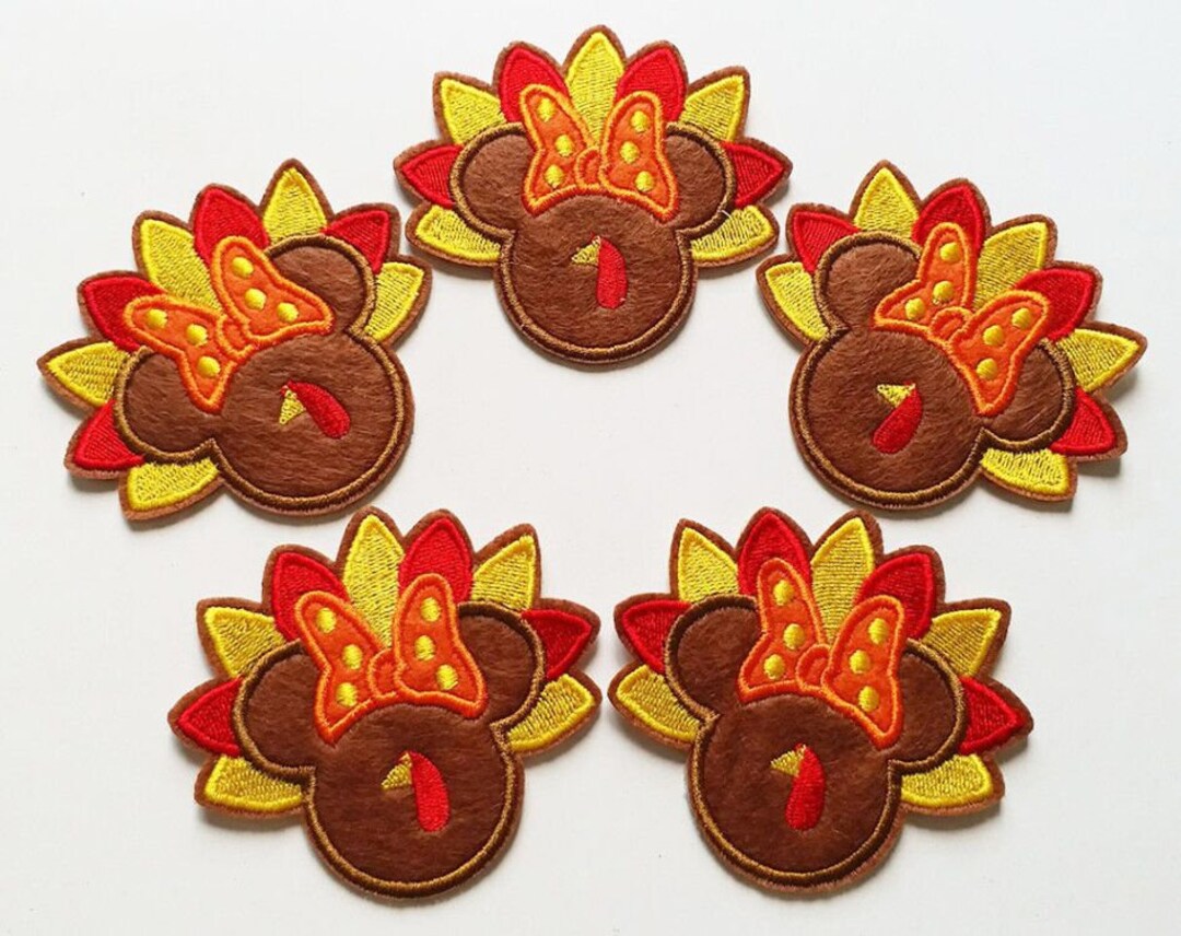 7x6.3cm 10pcs Thanksgiving Minnie Mouse Turkey Iron on Sew on - Etsy