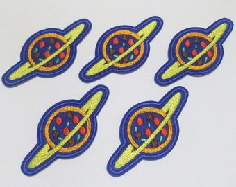 7.2x3.5cm 10pcs buzz lightyear Pizza Planet Outer Space Iron On Embroidered Patch Appliques Machine Embroidery Needlecraft Birthday Sewing