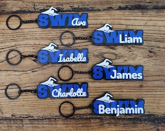 5/10/20 Customized Personalized Swim Club Swimmer Diving Waterpolo Waterpool Keychain Keyring Name 3D Printed College High School Team Tags
