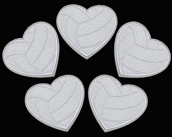 2.76"x2.56" 10pcs Volleyball Heart Sport Iron On Embroidered Patches Appliques Machine Embroidery Backpack Jacket Game Day Trucker Hat Patch