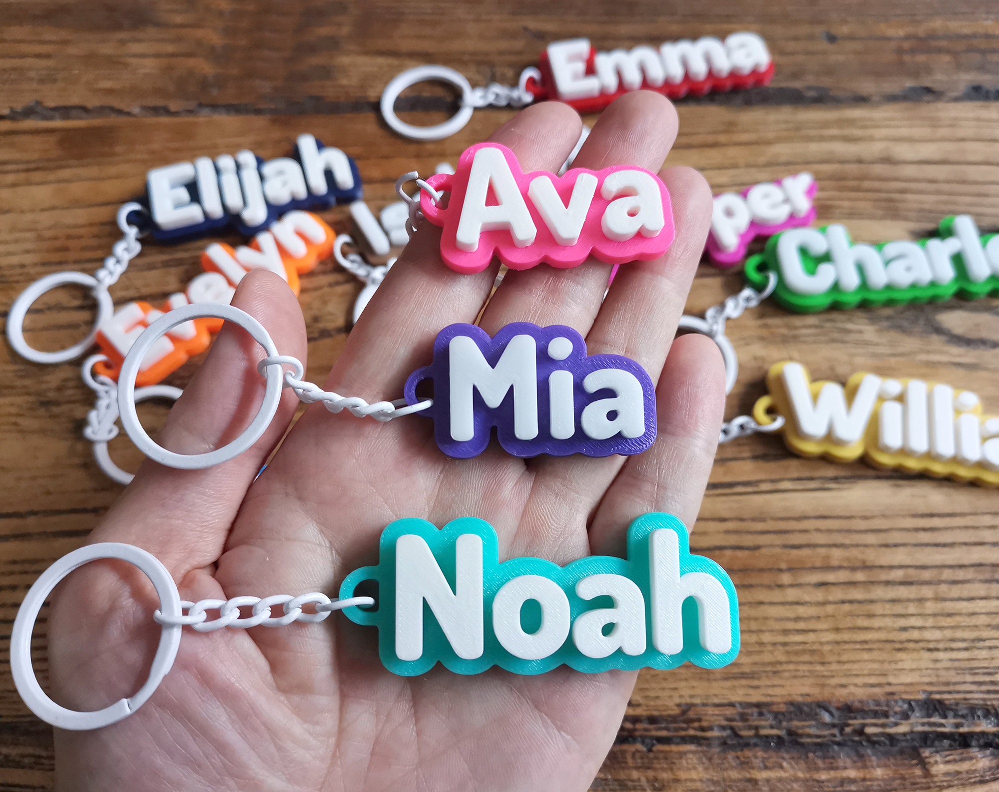 Bulk 5pcs Custom Personalized 3D Printed Name Keychains Keyrings ...