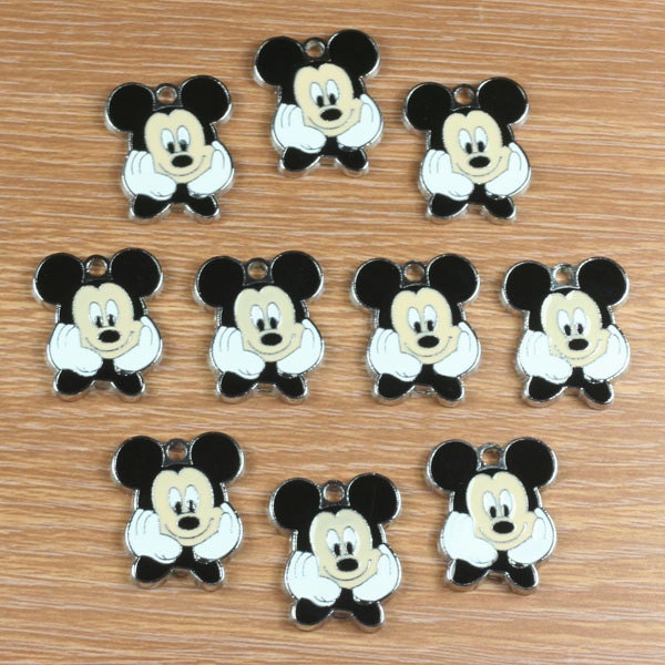 10PCS Mickey Mouse Enamel Metal Charms Pendants Jewelry Making Crafts Boys Girls Birthday Party Favors Gifts DIY