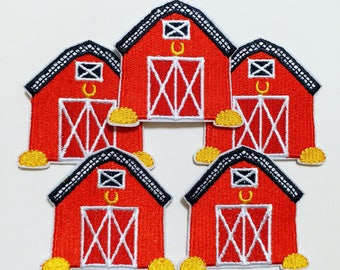 Red Barn Iron on Rancher Badge 3" Farmer Farmhouse Applique Patch Farm Red Barn Iron on Rancher Badge 3" Farmer Farmhouse Applique Patch Farm