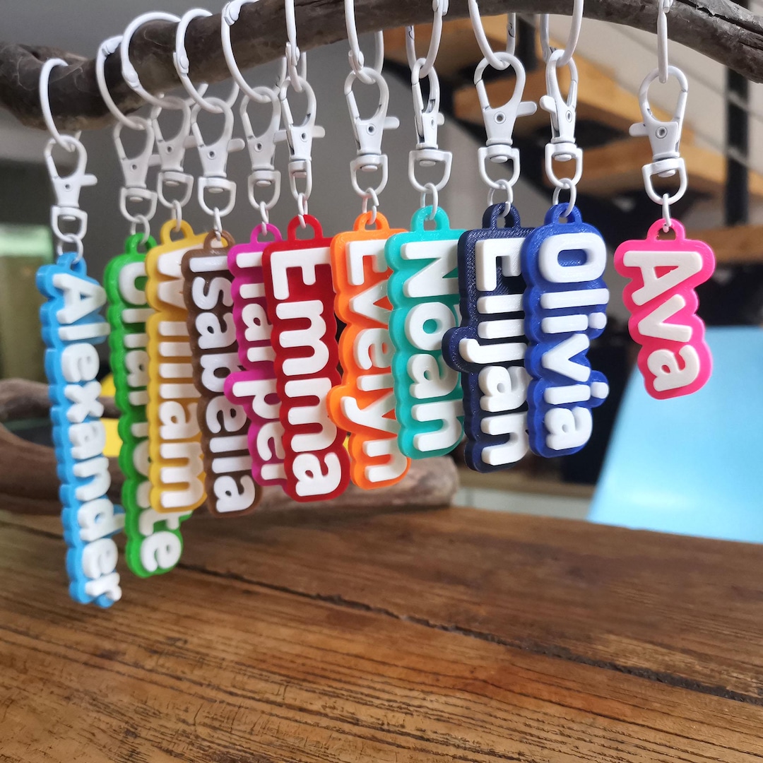 Bulk 5pcs Custom Personalized 3D Printed Name Keychains Keyrings ...