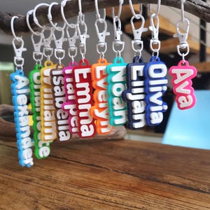 En vrac 5 pcs Personnalisé Imprimé 3D Nom Porte-clés Porte-clés Sac À Dos Bouteille Sac Étiquette Fête D'anniversaire Pavé Sport Équipe Anniversaire Logo