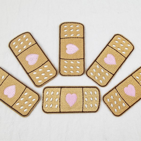 2.75"x1.25" 10pcs Band-Aid Iron On Sew On Embroidered Patches Appliques Machine Embroidery Needlecraft Sewing Nurse Doctor Crafts Projects