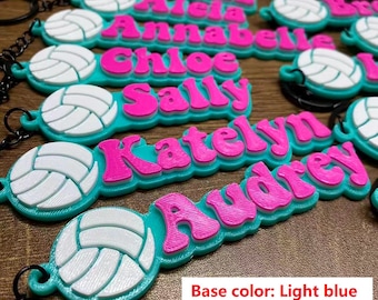 Custom Personalized Volleyball Tags | 3D Printed Name Keychains Backpack Luggage Bag Tag Game Day Sports Team Gifts Pack 5/10/20