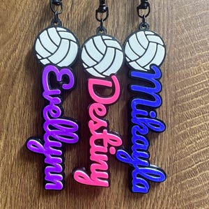 En vrac 5/10/20 volley-ball sport personnalisé imprimé 3D nom porte-clés porte-clés sac à dos étiquette de bagage jour de match équipe fête d'anniversaire faveur cadeaux