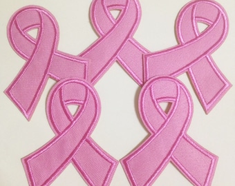 1x pink ribbon PATCH breast cancer fighter supporter feminist Awareness for shirt bag backpack jacket sew or Iron On Embroidered Applique