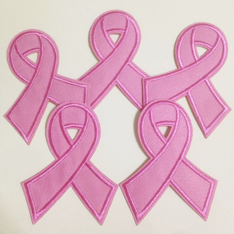 PINK RIBBON IRON ON PATCH 3/" Breast Cancer Awareness Sew Embroidered Applique