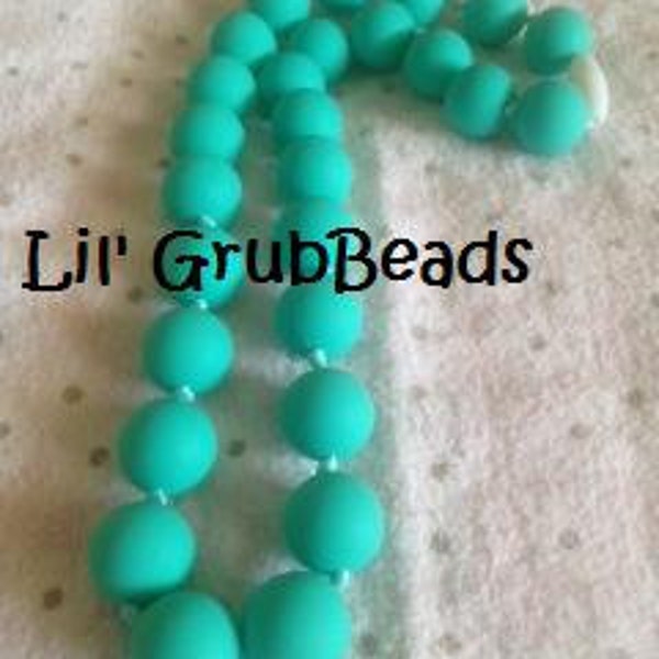 Lil' GrubBeads (Turquoise)  - a Trendy, Chic Necklace for teething toddlers, like ChewBeads