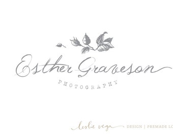 Botanical Grey Logo, Wedding, Photography, Planner, Florist, Calligraphy Logo