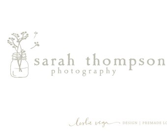 Premade Photography Logo - vintage mason jar