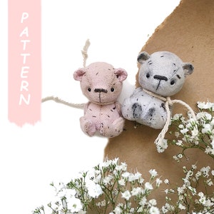 Teddy Bear Pattern,  Teddy Pattern, Miniature Bear,  Soft Toy Pattern , 4 cm
