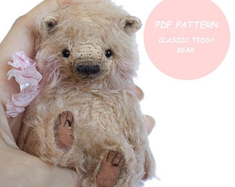 Teddy Classic Bear Pattern,  Teddy Pattern, Classic Bear,  Soft Toy Pattern , 4.3  inc