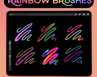 RAINBOW Brushes Procreate iPad Lettering Note Taking 3D Rainbow Script Colorful Brush Set Procreate Rainbow Brushes for iPad