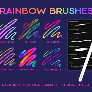 Colorful Lettering Brushes Procreate RAINBOW iPad Note Taking Script 3D Digital Art Illustration Doodle Brushes for Procreate Brush Rainbow