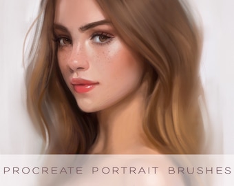 Procreate Portrait Brushes Realistic Skin Texture Freckles Eyelashes Hair Makeup iPad Digital Painting Face Art Brush Set Bundle Procreate