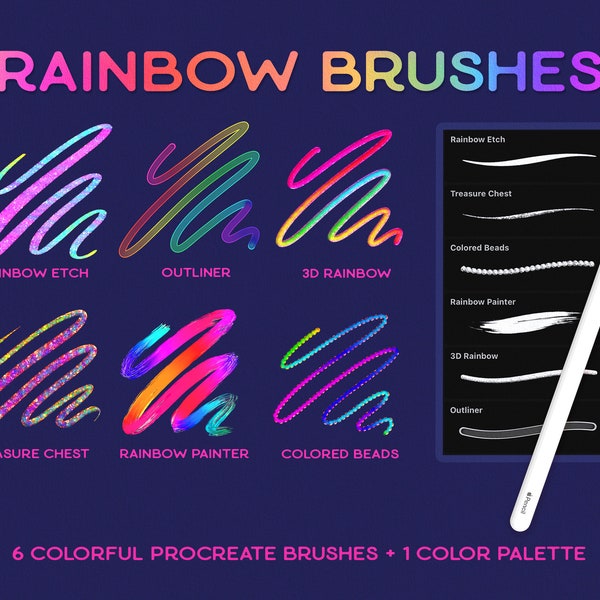 Procreate Brushes RAINBOW Procreate Lettering Brush 3D Procreate Brush Procreate Rainbow Glitter Brush Procreate Glitter Rainbow Color Brush