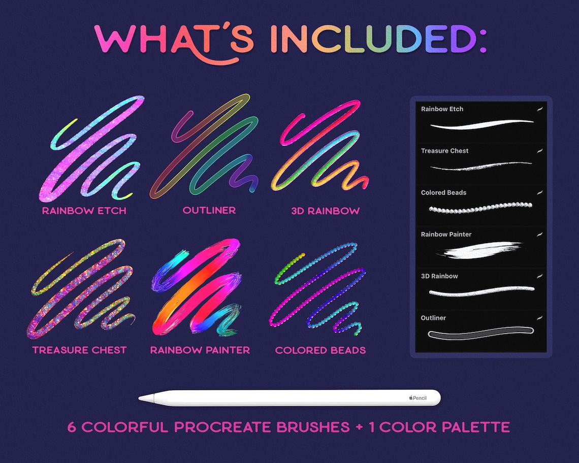 Colorful Lettering Brushes Procreate RAINBOW iPad Note Taking Script 3D ...