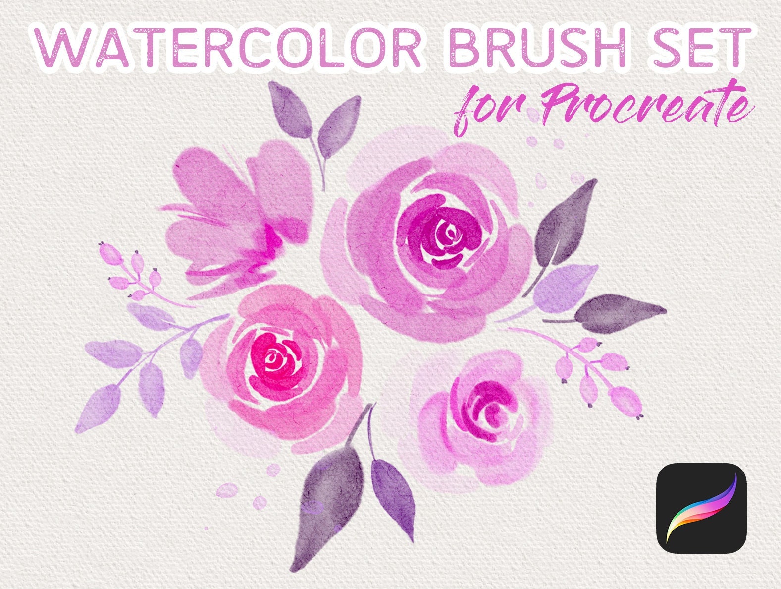 WATERCOLOR Brushes Procreate Realistic Set iPad Paper Texture Canvas ...