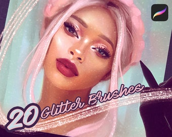 Procreate Glitter Brushes Sparkle Set iPad Lettering Jewelry Makeup Fairy Dust Fantasy Gold Swirl 3D Glitter Digital Painting Art Bundle